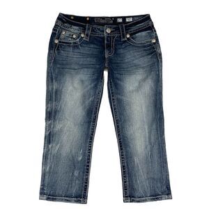 Miss Me Jeans Womens Capri 27 Blue Low Rise‎ Medium Wash